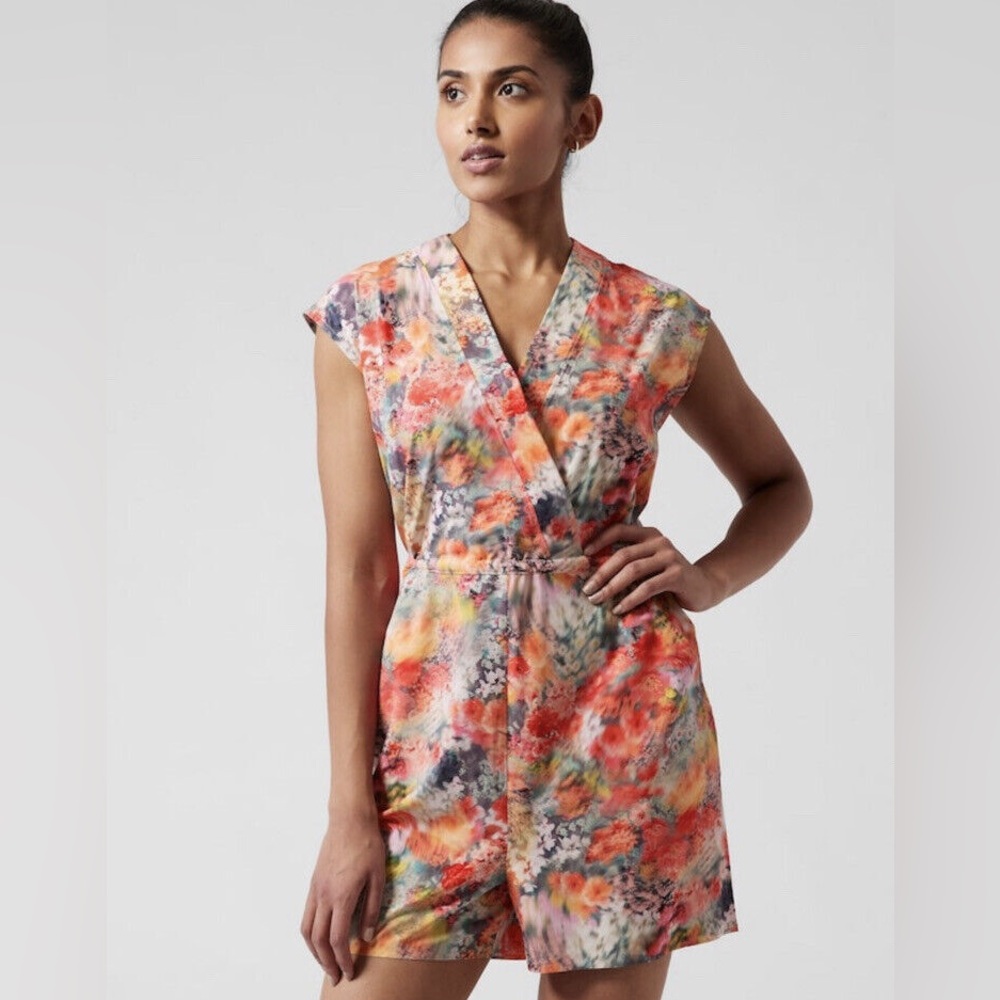 Floral V-Neck Romper in Multi-Color